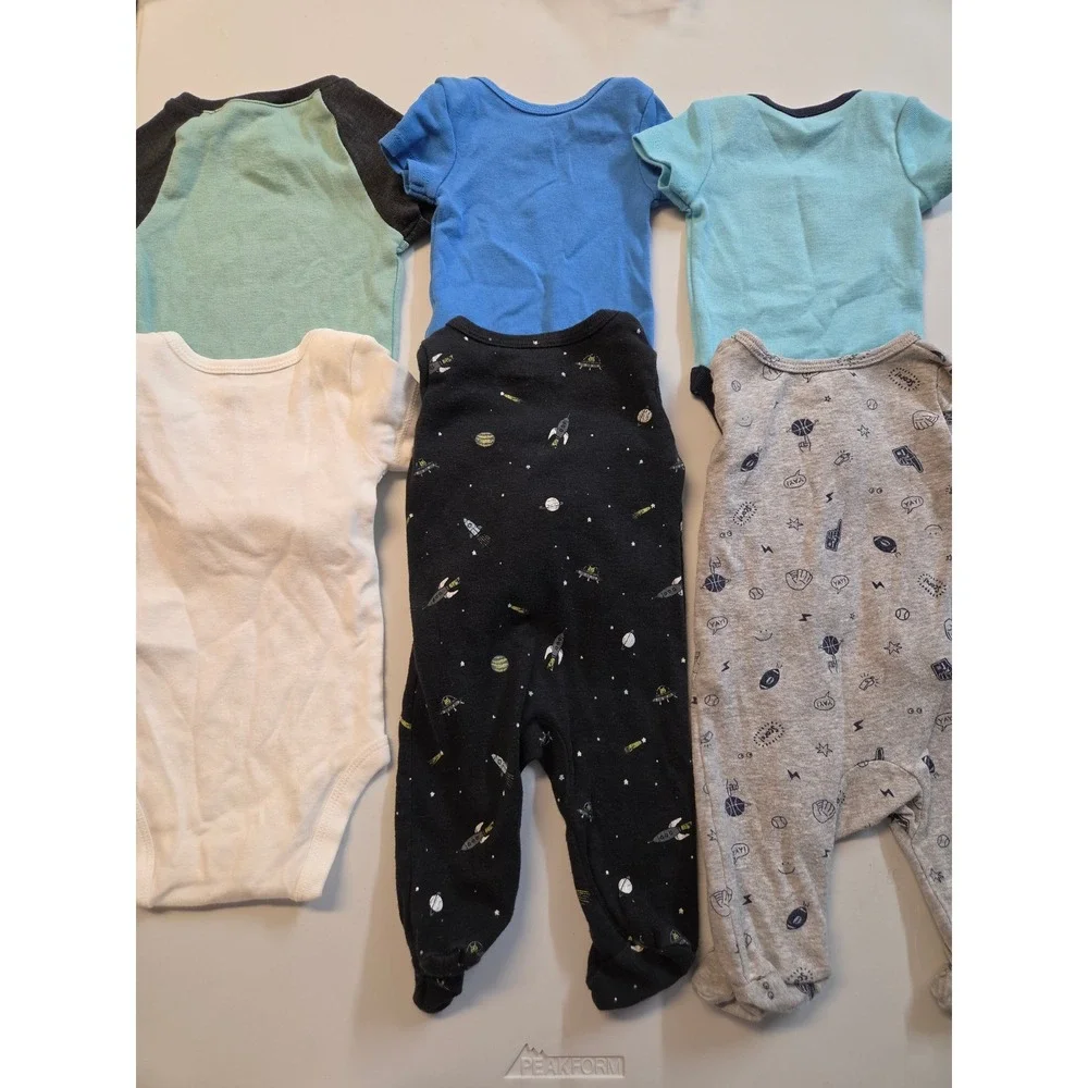 Newborn Boys Clothing Bundle 6pc Nike Star Wars Carters Sleepers Bodysuits